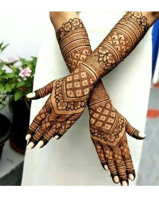 Whimsical Arrangement On Sunflower Modern Full Hand Mehndi Design